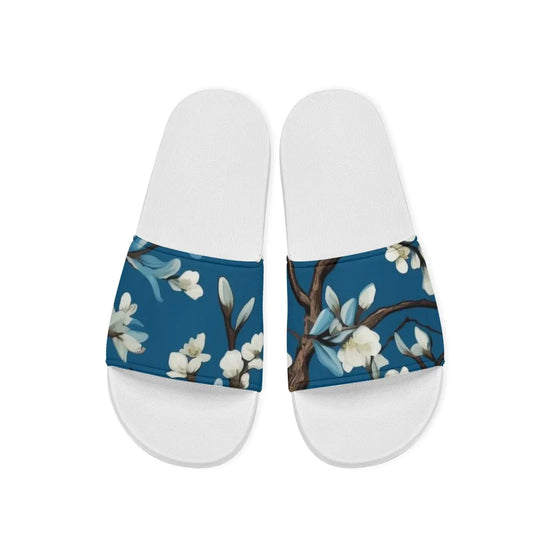 Blue White Orchid White Floral Anti Slip Sandals For Women Yoycol