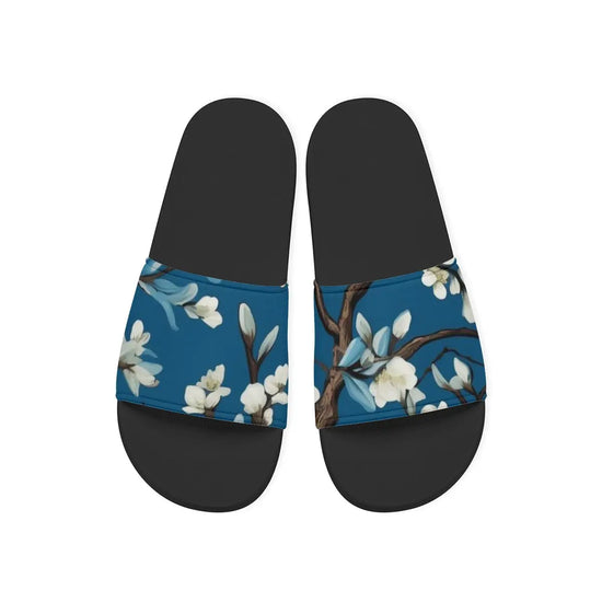 Blue White Orchid White Floral Anti Slip Sandals For Women Yoycol