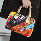 Classic Barrel-Shaped Vegan Leather Handbag- Retro Bold Pri