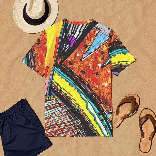 Vibrant Retro All-Over Print Men's O-Neck T-Shirt | 190GSM Cotton