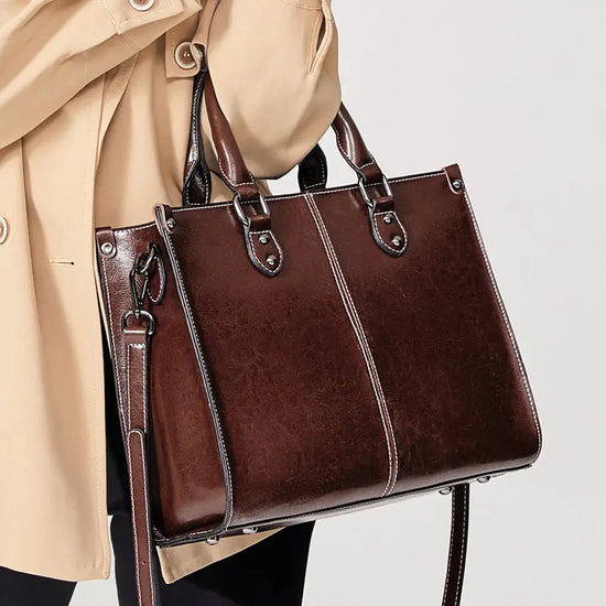 Versatile Leather Handbag- Modern, Business, Casual - The Aurora Touch