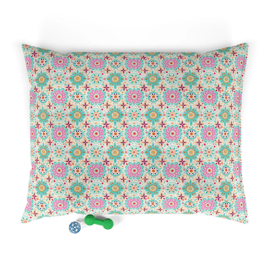 Floral Pattern Pet Bed, Cozy Dog Bed, Cat Bed for Pets, Colorful Pet Bedding, Boho Chic Pet Decor Printify
