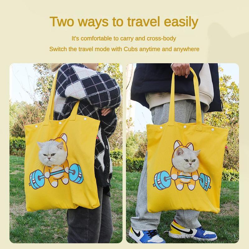 Pet Canvas Shoulder Bag, Cute Animal Shaped Cat Portable Canvas Carrier
