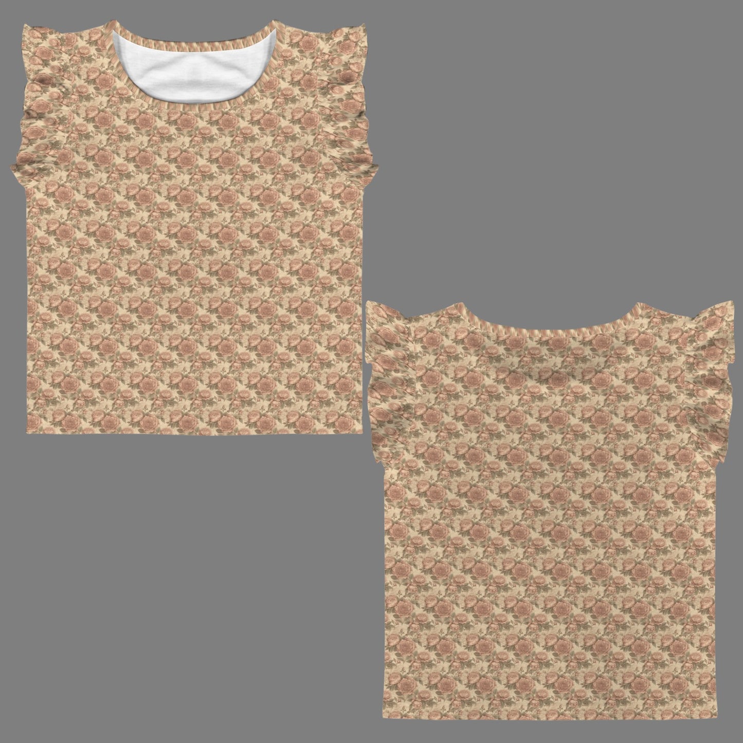 Charming Young Girl's Antique Floral Print Top - Vintage Style Blouse for Kids