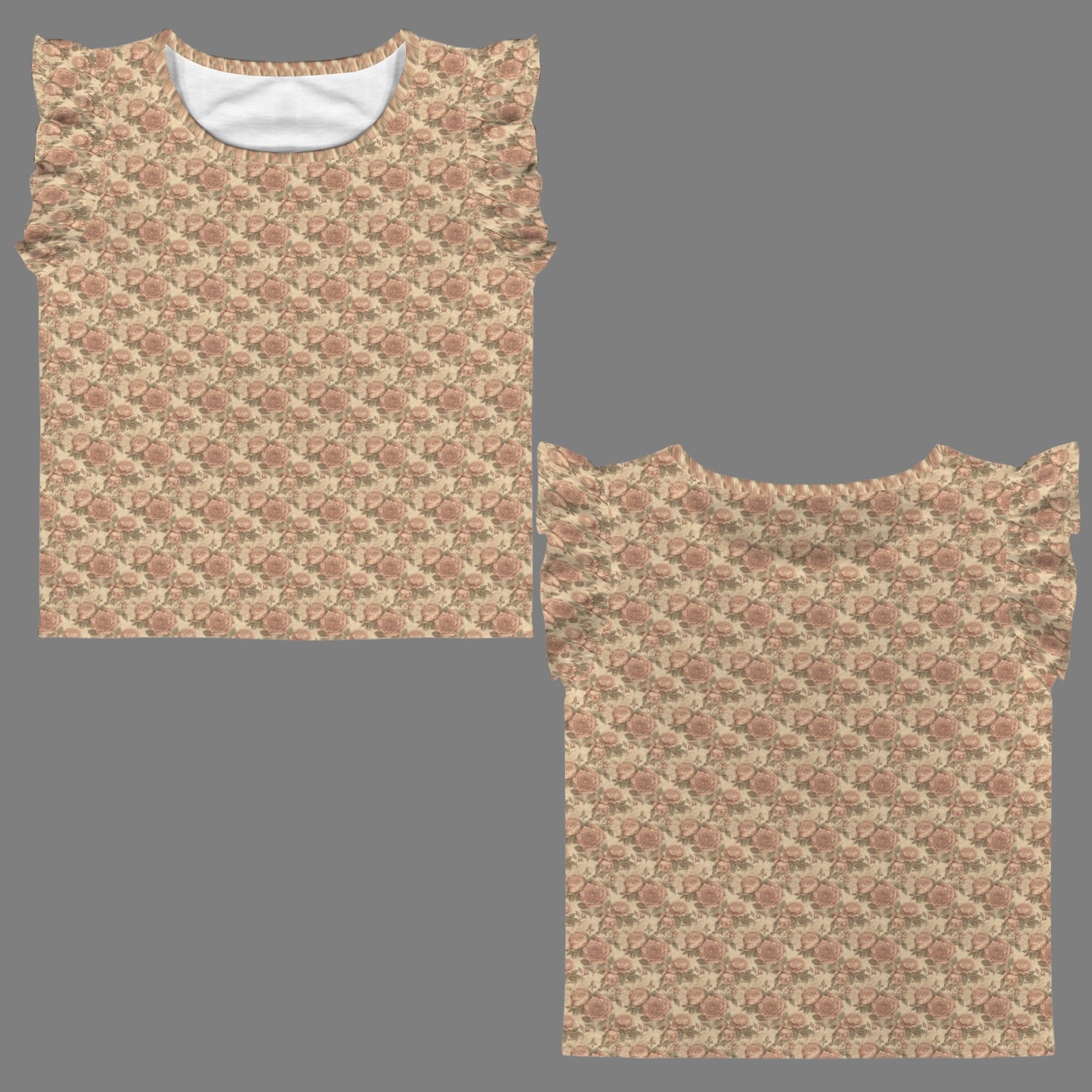 Charming Young Girl's Antique Floral Print Top - Vintage Style Blouse for Kids