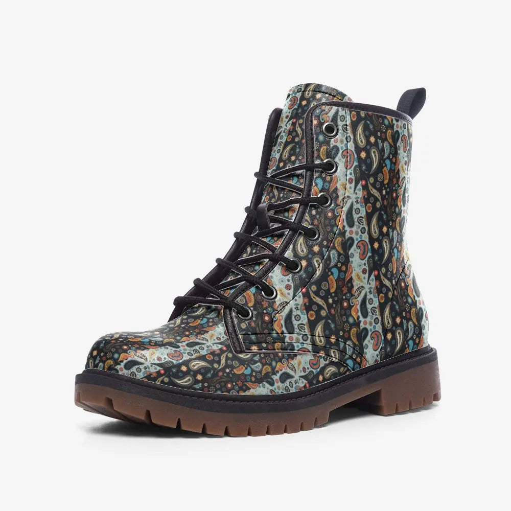 Warm Paisely Pattern Casual Faux Leather Lightweight boots MT Printy6