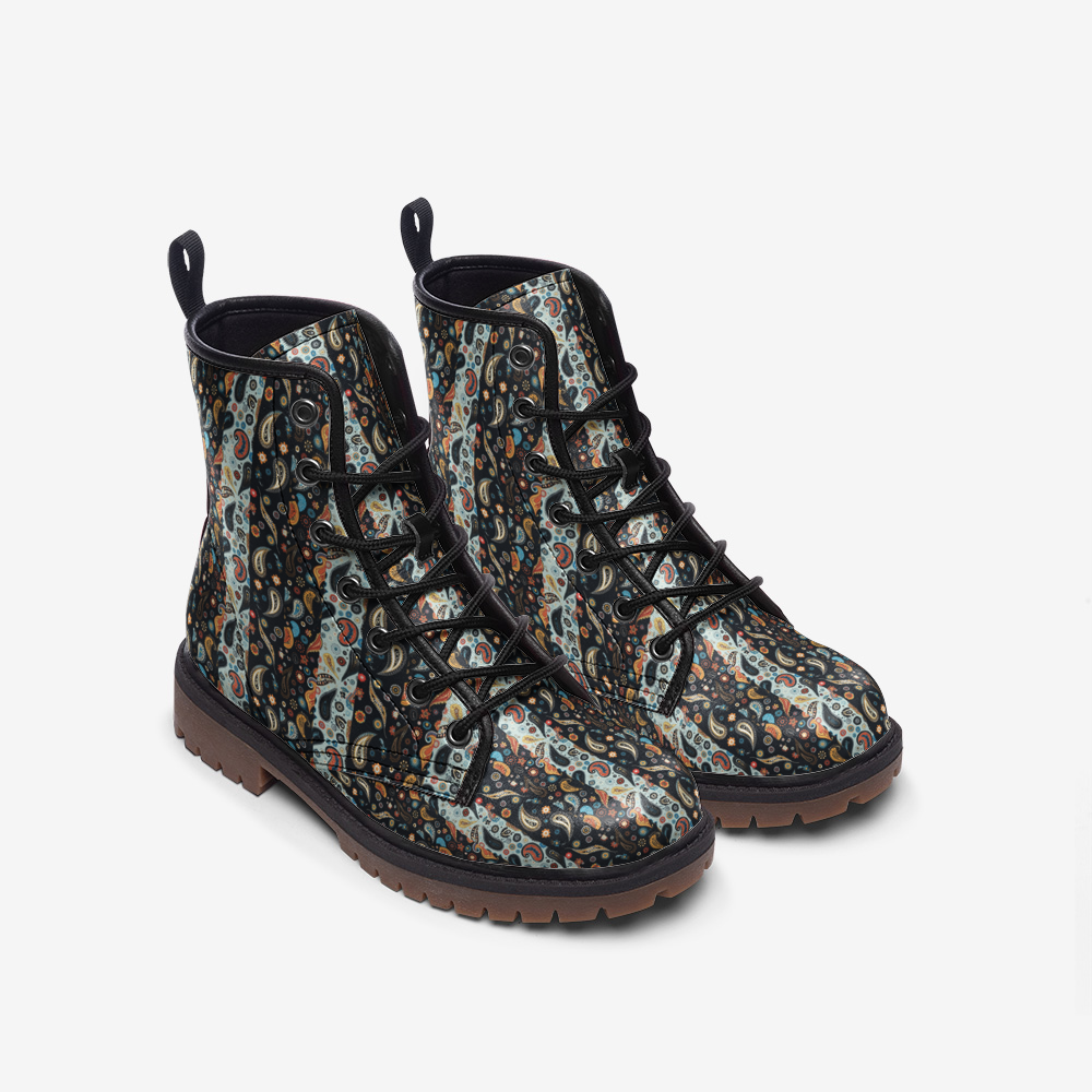 Warm Paisely Pattern Casual Faux Leather Lightweight boots MT