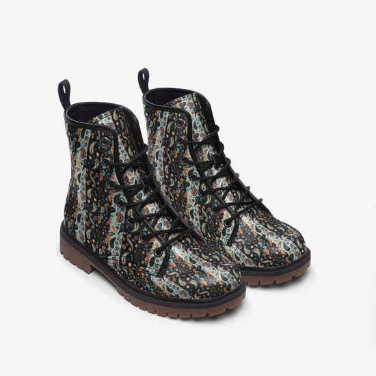 Warm Paisely Pattern Casual Faux Leather Lightweight boots MT Printy6