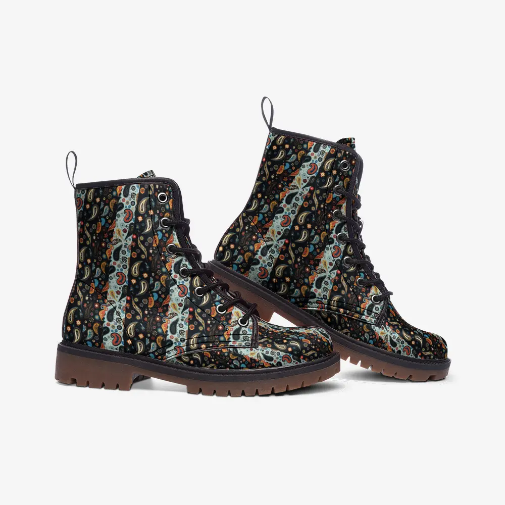 Warm Paisely Pattern Casual Faux Leather Lightweight boots MT Printy6