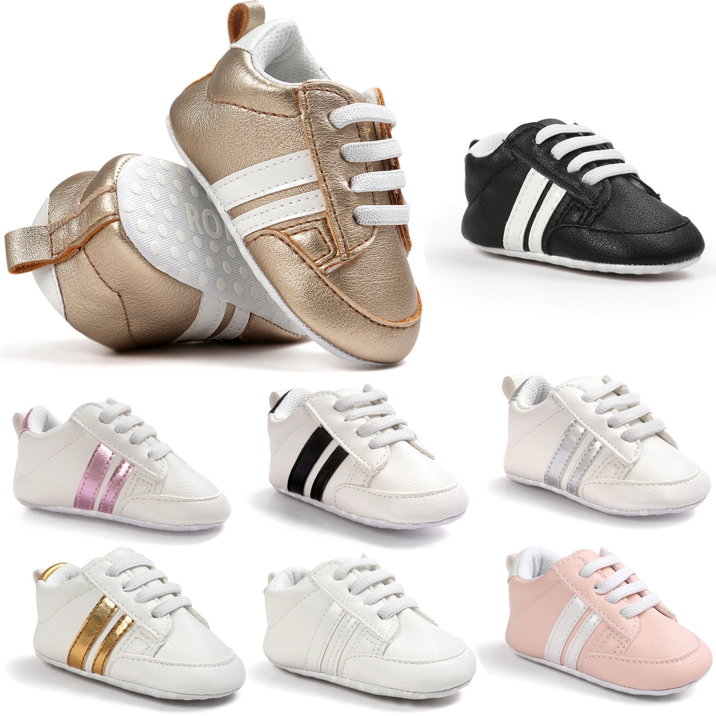 Baby Boy Girl Moccasins Shoes Infant Vegan Leather Non-Slip Soft Newborn Sneakers