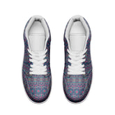 Unisex Low Top Leather Vibrant Blue and Purple HuesEthnic Tile Pattern Design Sneakers Printy6