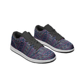 Unisex Low Top Leather Vibrant Blue and Purple HuesEthnic Tile Pattern Design Sneakers Printy6