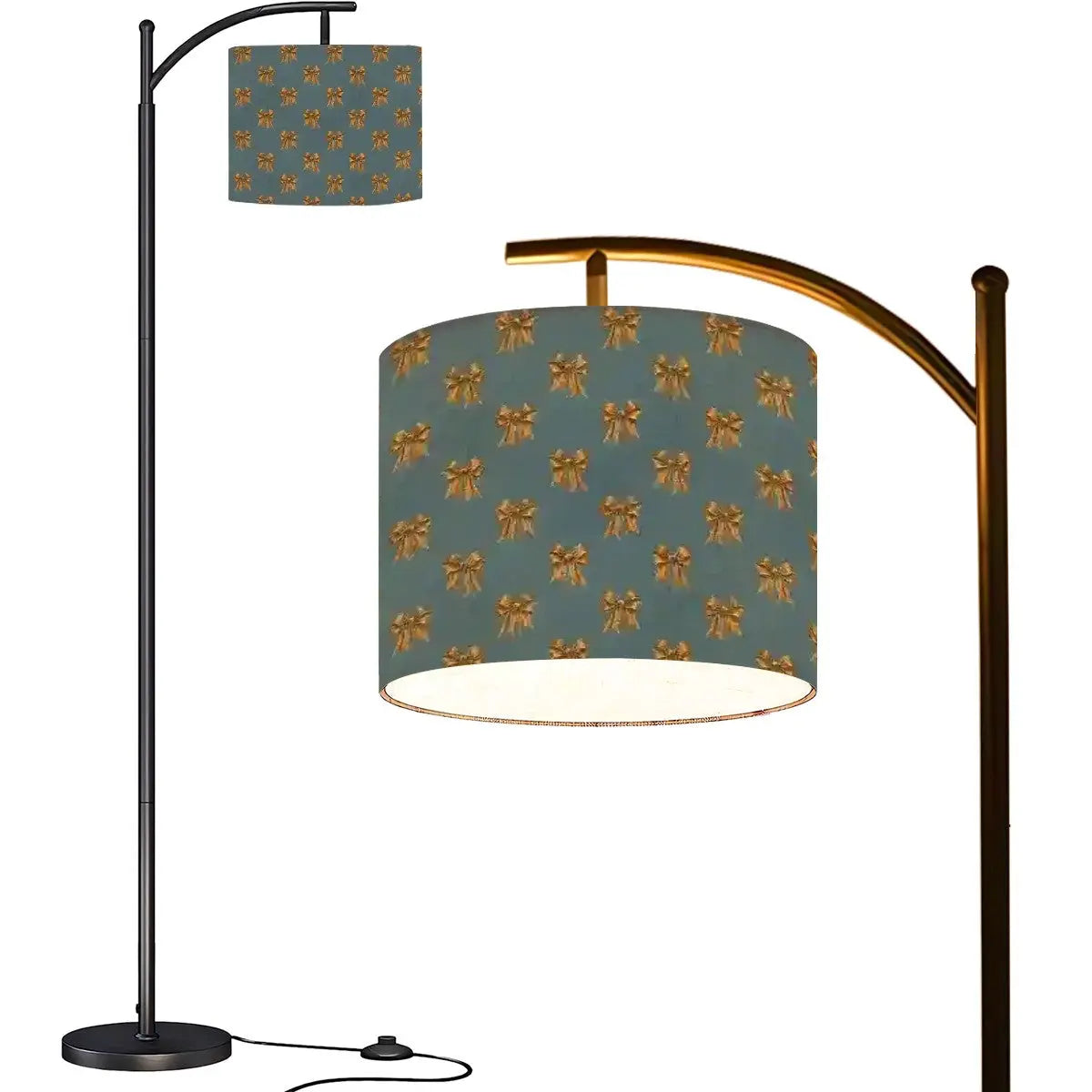 Damask Geometrical Prnt Pattern Design Arc Floor Lamp (Made in USA) The Aurora Touch