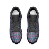 Unisex Low Top Leather Vibrant Blue and Purple HuesEthnic Tile Pattern Design Sneakers Printy6