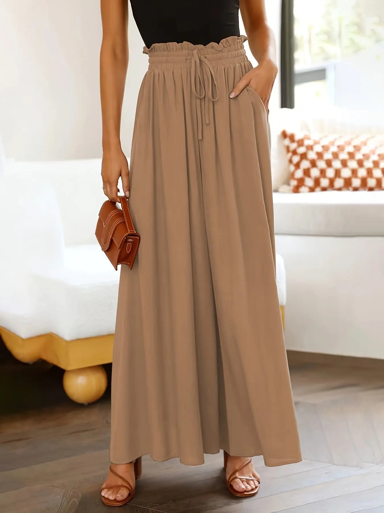 Ladies Plus Size Casual Pants Elastic Waist Wide-leg Pants The Aurora Touch