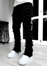 Men Trousers Individual Patched Pants Long Tight Fit Stacked Jeans For Mens Clothing The Aurora Touch