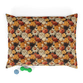 Floral Pet Bed, Fall Flowers Pattern, Cozy Fleece Cat & Dog Comfy Bed Printify