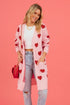 Heart Graphic Open Front Cardigan with Pockets The Aurora Touch