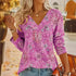 Big Size Bohemian Printed Long Sleeve T-Shirt Summer Fashion V-Neck Top Beach Clothing For Women CJ