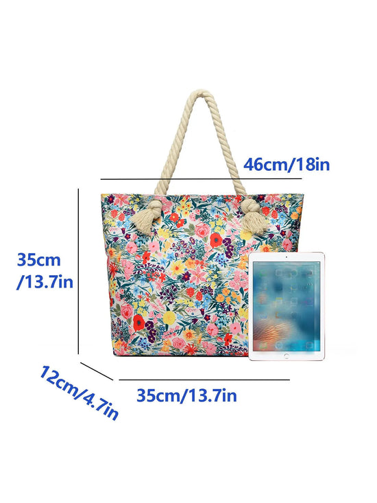 Art Flower Pattern Beach Bags For Women, Beach Bag Tote Waterproof Sandproof, Beach Bags For Women The Aurora Touch