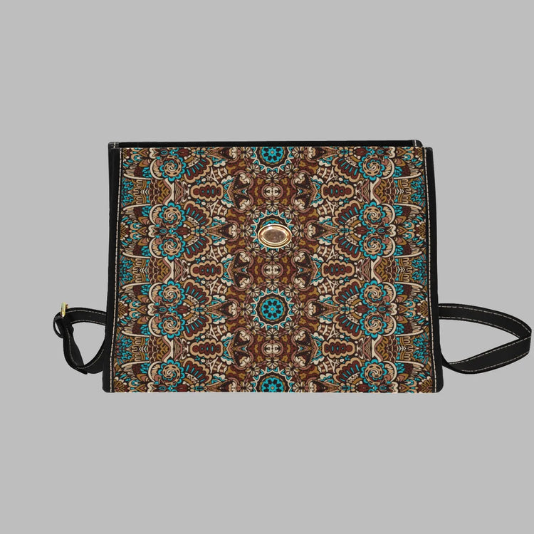 Designer Fashion Print Pattern Multi-purpose Versatile Purse Lock bag (black shoulder strap, black edging) Inkedjoy