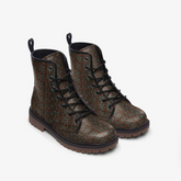 Unisex Casual Leather Lightweight Brown Teal Blue Ethnic Textile Pattern Design boots MT Printy6