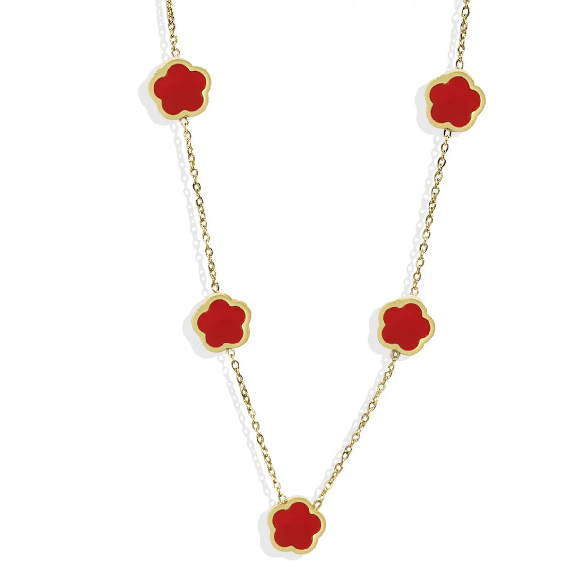 Lxalry 18K Gold Plated Five Leaf Clover Necklace | Modern Minimalist Jewelry The Aurora Touch
