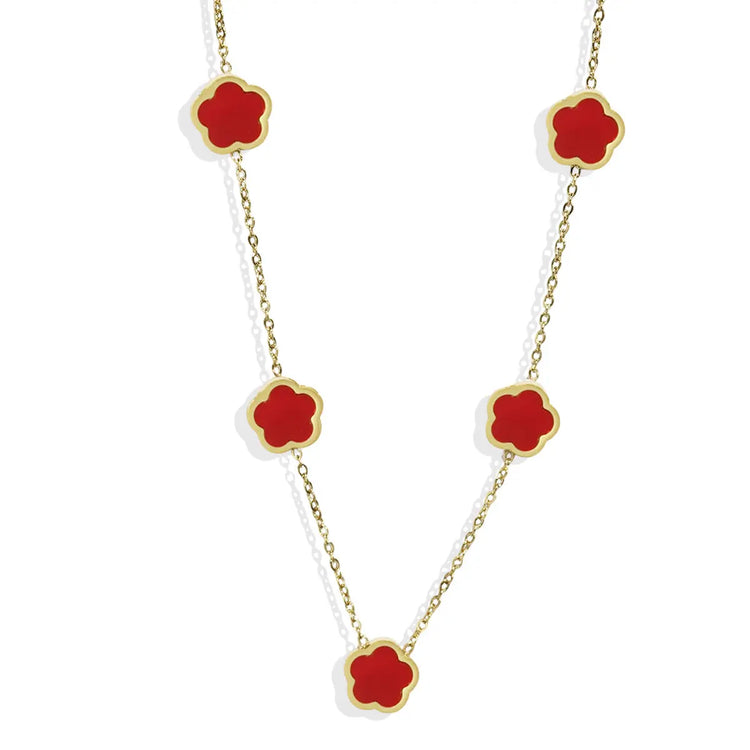 Lxalry 18K Gold Plated Five Leaf Clover Necklace | Modern Minimalist Jewelry The Aurora Touch