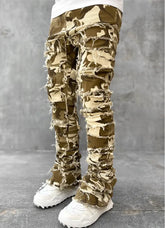 Men Trousers Individual Patched Pants Long Tight Fit Stacked Jeans For Mens Clothing The Aurora Touch