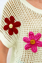 White Crochet Flower Hollow-out Sweater Shirt The Aurora Touch