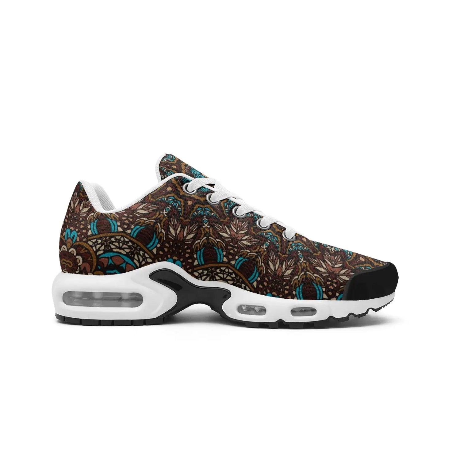 Unisex Mesh Tech Eco-Flex Sneakers- Brown Blue Floral Pattern Printy6