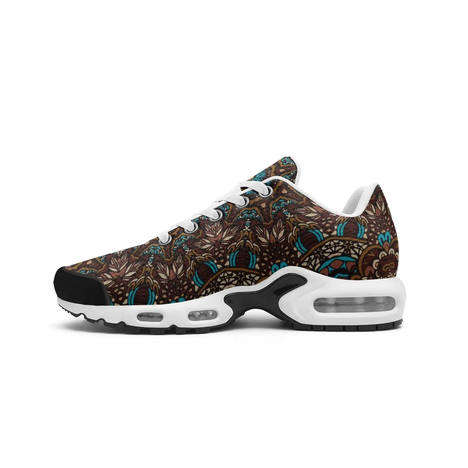Unisex Mesh Tech Eco-Flex Sneakers- Brown Blue Floral Pattern Printy6