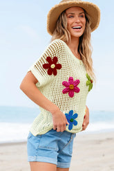 White Crochet Flower Hollow-out Sweater Shirt The Aurora Touch