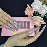 New Shiny Crystal Long Press on Nails with Diamonds The Aurora Touch