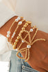 Gold Bow Knot Pearl Beaded Multi Layered Bracelet Set The Aurora Touch