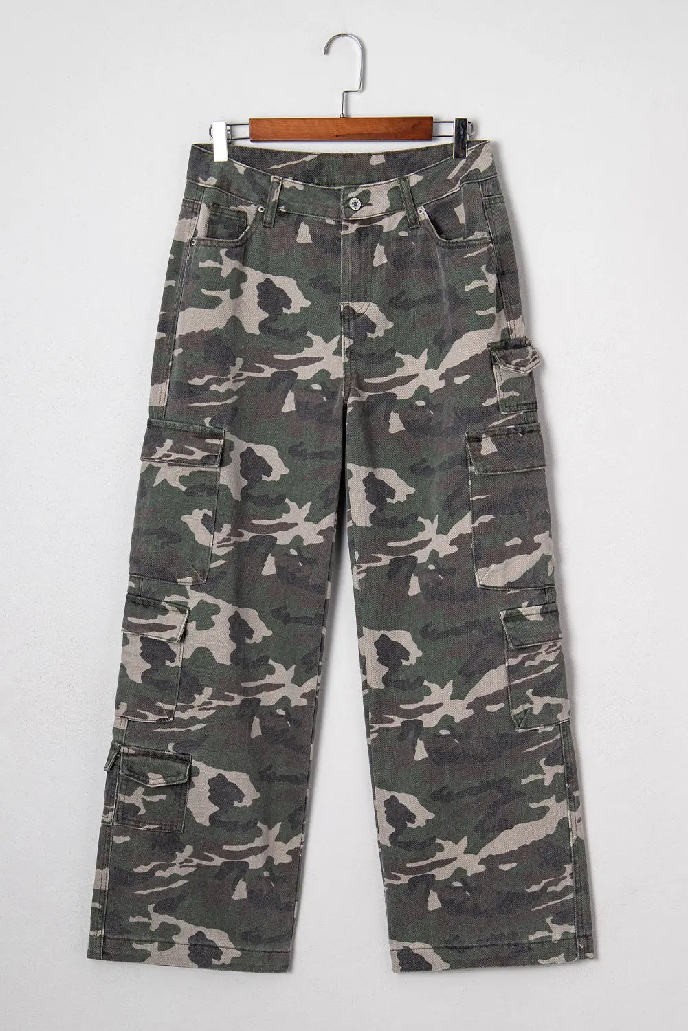 Green Camo Denim Cargo Wide Leg Pants Dear-Lover Dropshipping