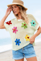White Crochet Flower Hollow-out Sweater Shirt The Aurora Touch