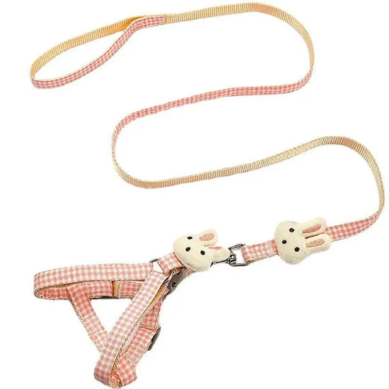 Rabbit Print Dog Harness & Leash Set - Adjustable Chest/Back Clip Small Medium Dogs - Hand-Holding Rope Design - Cute Pet Walking Gear for Puppies The Aurora Touch