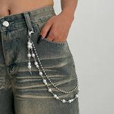Punk Cross Stitching Pants Zipper Ornament CJ