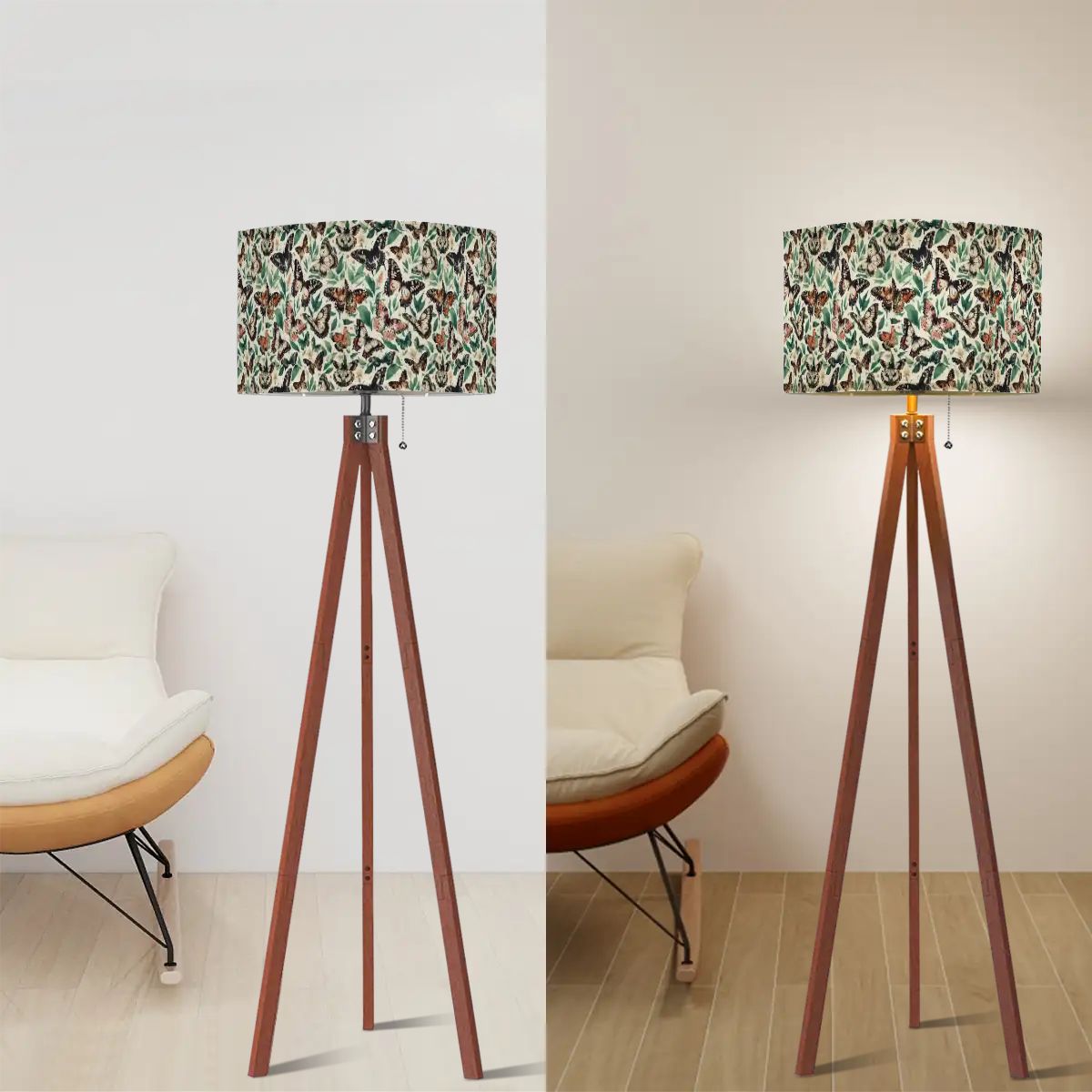 Butterfly Tripod Floor Lamp – Multi-Color Spring Pattern – USA Made