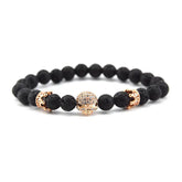 Design Volcanic Rock Beaded Crown Zircon Bracelet The Aurora Touch