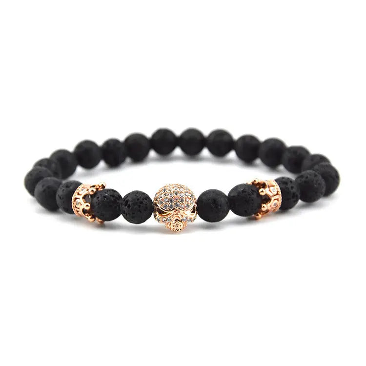 Design Volcanic Rock Beaded Crown Zircon Bracelet The Aurora Touch