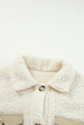 Beige Contrast Flap Pocket Single Breasted Teddy Coat Dear-Lover Dropshipping