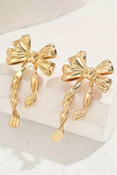 Gold Bow Knot Plated Alloy Stud Earrings Dear-Lover Dropshipping