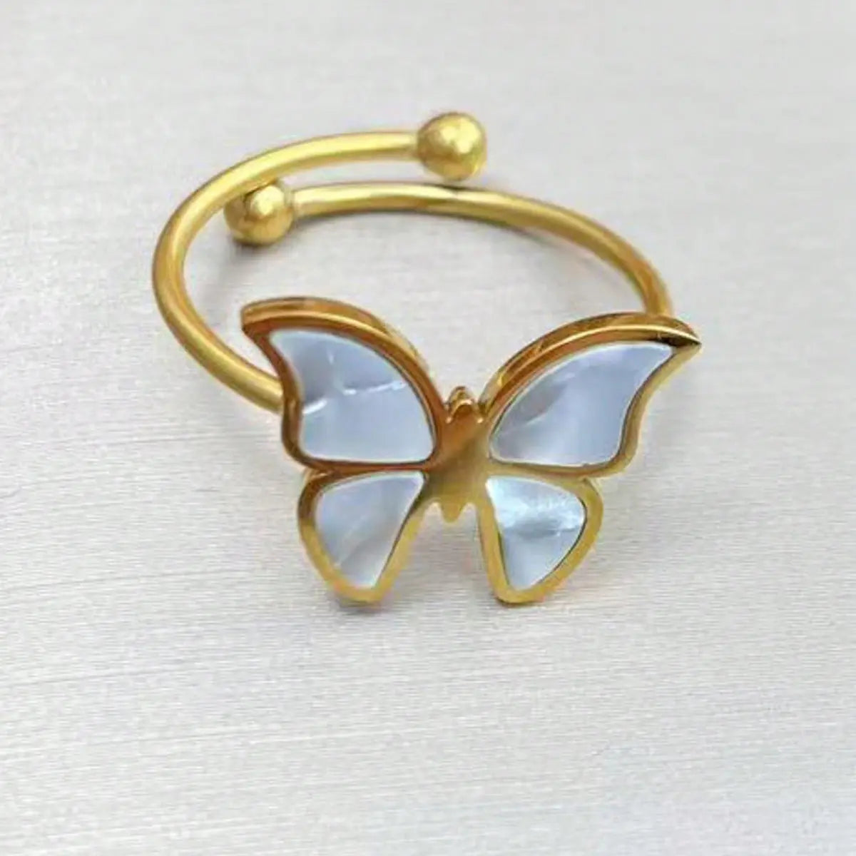 Lxalry 18K Gold Plated Butterfly Jewelry Set With Mirror Polish  Hypoallergenic Skin Safe 4PCS Necklace Earrings Bracelet Ring For Women, Never Fade Luxury Gift For Her CJ