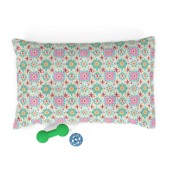 Floral Pattern Pet Bed, Cozy Dog Bed, Cat Bed for Pets, Colorful Pet Bedding, Boho Chic Pet Decor Printify