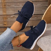 New Lace Up Mesh Flats For Women Breathable Casual Walking Shoes CJ