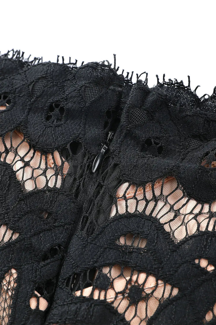 Sexy Black Off-Shoulder Long Sleeve Lace Dress- Special Occassion Wear Trendsi
