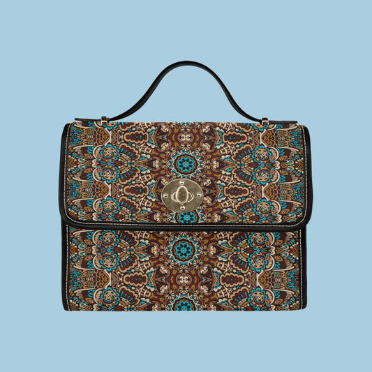 Designer Fashion Print Pattern Multi-purpose Versatile Purse Lock bag (black shoulder strap, black edging)