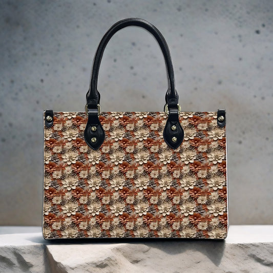 Preciosa bolsa de mano con estampado floral 3D para mujer